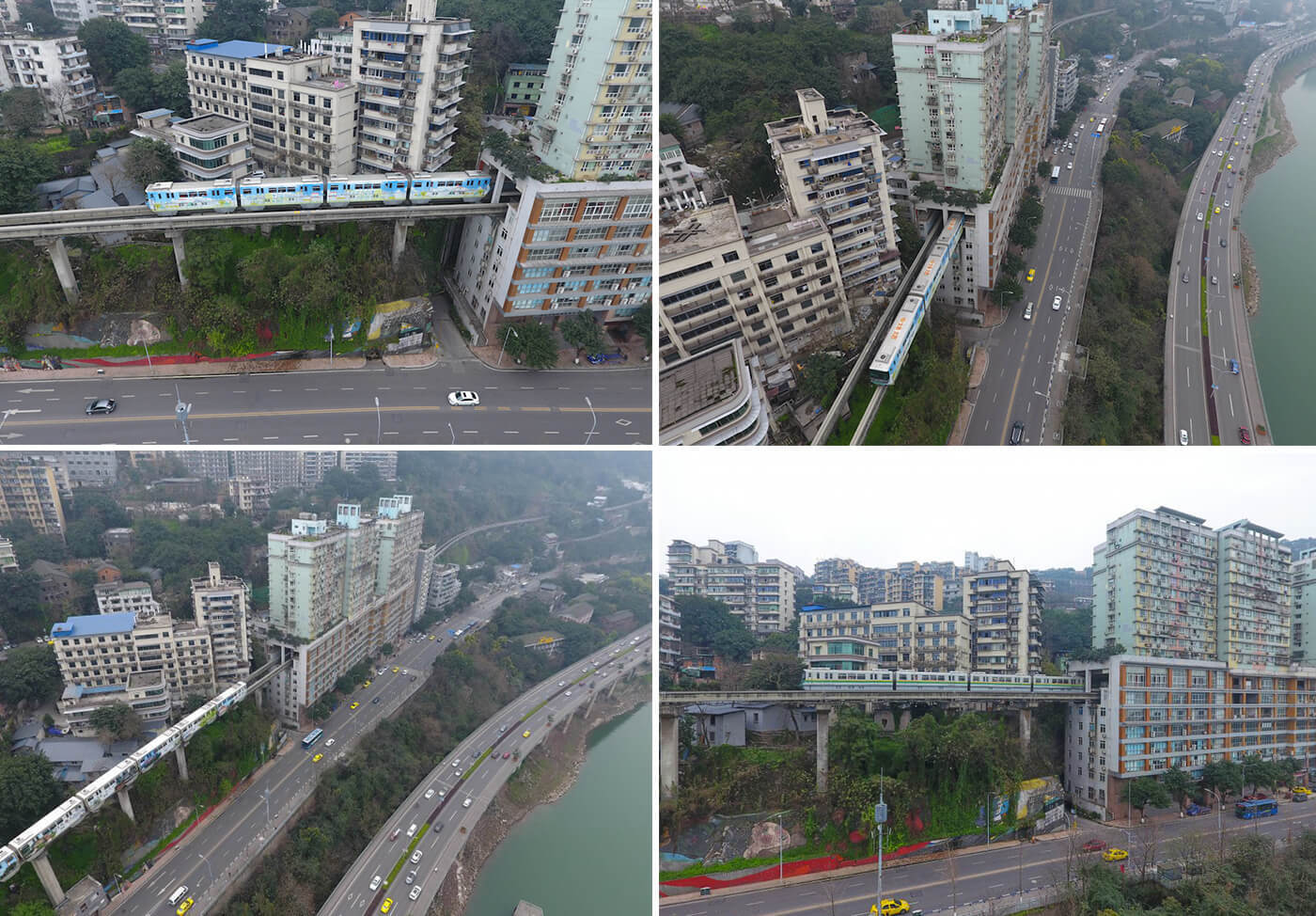 A subway in Chongqing passes through a building 2