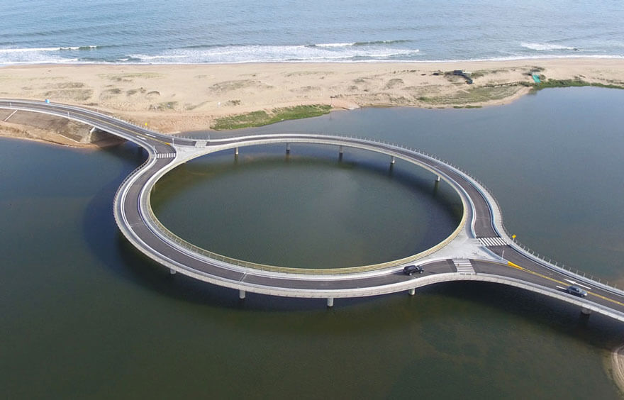 Circular Bridge Built To Slow Down Drivers So That They Would Enjoy The View 1