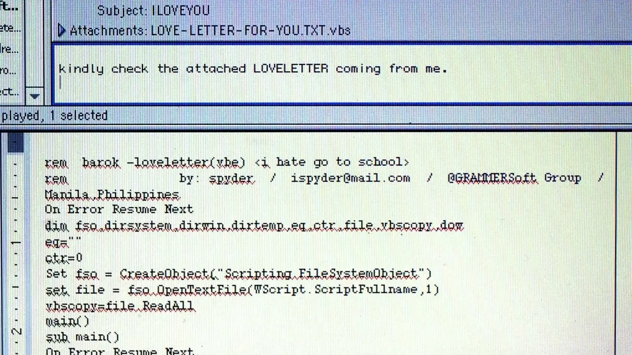 ILOVEYOU Virus the worst computer virus of all time 1