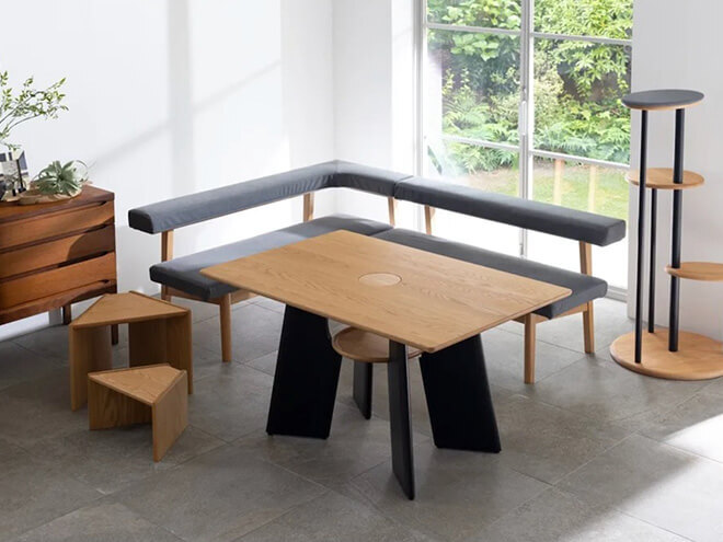 Unique Dining table with a hole for your cat to peek and join you for dinner 2