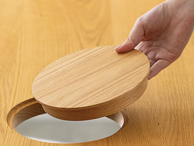 Unique Dining table with a hole for your cat to peek and join you for dinner 3