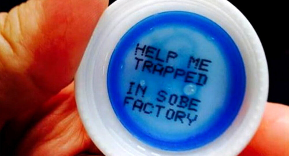 Help me messages under the cap of Sobe bottles 1